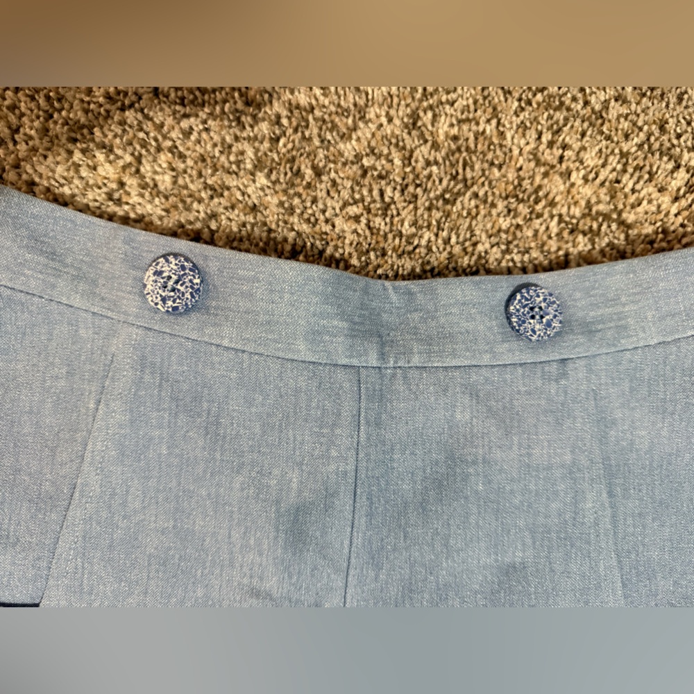 Lela Rose Light Blue High Waist Women's Shorts - Picture 2 of 5